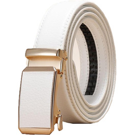 Чоловічий/Жіночий шкіряний ремінь, повсякденний, регульований, автоматична пряжка, ширина 3,0 см, кольоровий декоративний ремінь білий 125x3 см