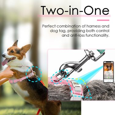 Відбиваюча нашийникова мітка для собак та котів ThinkPet з QR-кодом, м'яка, дихаюча, без застібок, для цуценят та собак/котів малих та середніх порід, блакитно-зелена (рожева, L)