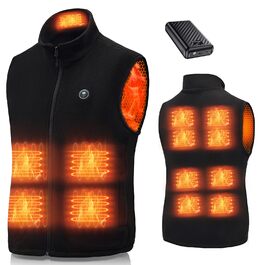 Обогреваемый жилет с аккумулятором 27000mAh 7.4V флисовый жилет, электрический жилет с 13 зонами нагрева, 3 режима температуры, мужской/женский, XL, глубокий черный