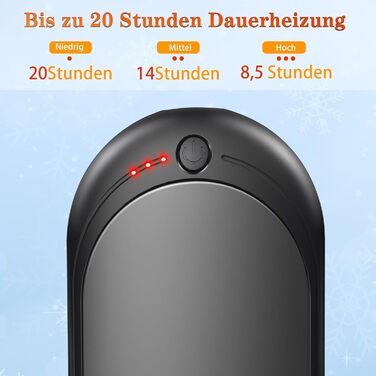 Електричний гріти для рук, набір 2 шт. з акумулятором 6000mAh, USB-кабель, 3 режими нагріву, 20 годин тепла, перезаряджається, для активного відпочинку взимку (чорний, сірий)