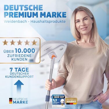 Набір для миття підлоги Wischmopp з відром | Система з 2 камери для розділення брудної та чистої води | Ефективний мийник підлоги з функцією віджиму | Сірі насадки