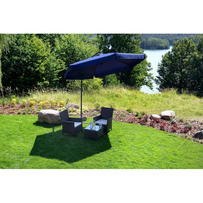 Садова парасолька з боковим стійкою Funfit Garden, синя, 350 x 250 см