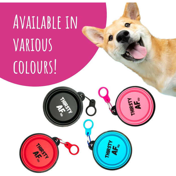 Складаний миска для собак TDL, 350 мл, червоний. Зручна для подорожей, з карабіном та тримачем для пляшки. Підходить для собак та котів.