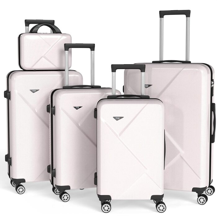 Набір валіз Ystyle Kofferset 5 шт: 12', 18', 20', 24', 28' + косметичка, ABS, 360° колеса, TSA-замок, для подорожей, круїзів, навчання за кордоном, м'ятно-зелений