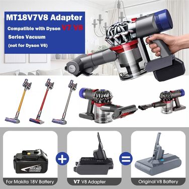 Адаптер для акумулятора Makita 18V до Dyson V7/8: перетворювач акумулятора для пилососів Dyson V7/8 Animal, Absolute, Motorhead Pro