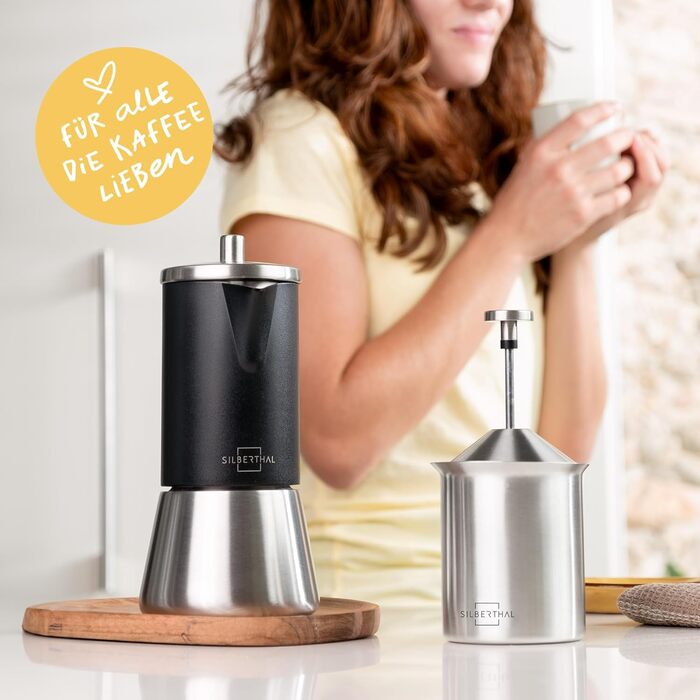 SILBERTHAL Ручний спінювач молока з нержавіючої сталі - 400 мл - для ідеального молочного піноманіття