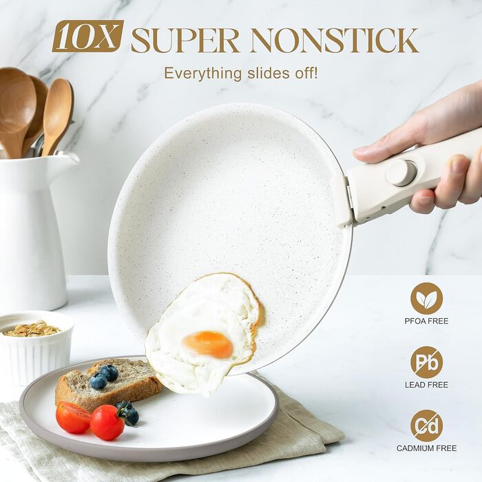 Набір сковорідок Michelangelo з антипригарним покриттям, індукційні, 20/24/28 см, знімний ручка, до 240°C, чорний