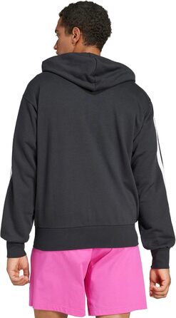 Чоловіча толстовка-худі Adidas Essential Three Stripes на блискавці, френч-террі, чорна/біла, розмір XL