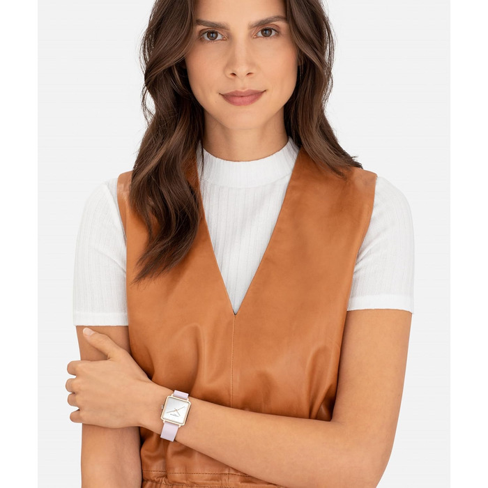 Жіночий годинник Liebeskind Berlin – Квадратний годинник 28x28 мм, водостійкий 3 ATM, ремінець з нержавіючої сталі, шкіри або сітки – Сучасний та універсальний (Рожеве золото / Шкіра Рожева)