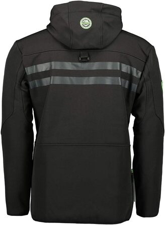 Чоловіча водонепроникна куртка Softshell Geographical Norway Royaute — дихаюча тактична вітрівка з капюшоном для зими та активного відпочинку (Black_Green, L)