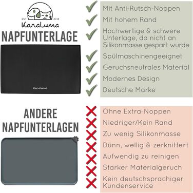 Силіконовий килимок KaraLuna Premium для годівлі котів та собак, 60 x 40 см, чорний, кутовий