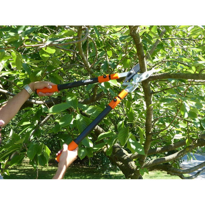 Секатор-ратчет Garten Primus Astschere, амбосний, чорний/помаранчевий, 67×28×3,5 см, модель 01100