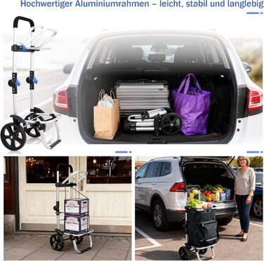 Складаний візок для покупок Sekey 60L з кулерним та відділенням для напоїв, 3-в-1, з регульованою ручкою, для покупок та кемпінгу, чорний