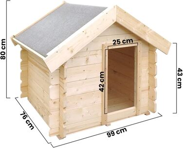 Будка для собак Outdoor маленьких порід – дерев'яна будка для собак, водостійкий дах 76 x 99 x H80 см, розмір S, Timbela M401-1 розмір M, натуральне дерево