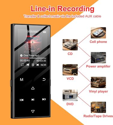 MP3-плеєр SWOFY 128GB з Bluetooth 5.3, 1.8