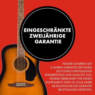 Акустична гітара Fender FA-25 Dreadnought з палісандровим гриф, 2-тонний Sunburst, Redondo California Debut