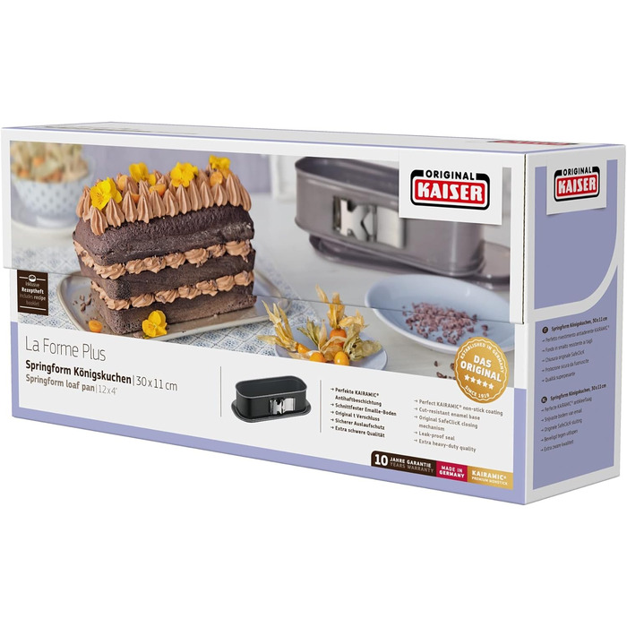 ORIGINAL KAISER Kaiser Springform La Forme Plus King's Cake 30 x 11 cm Made in Germany non-stick KAIRAMIC cut-resistant leak-proof, Alloyed Steel, Transparent, King's Cake Pan