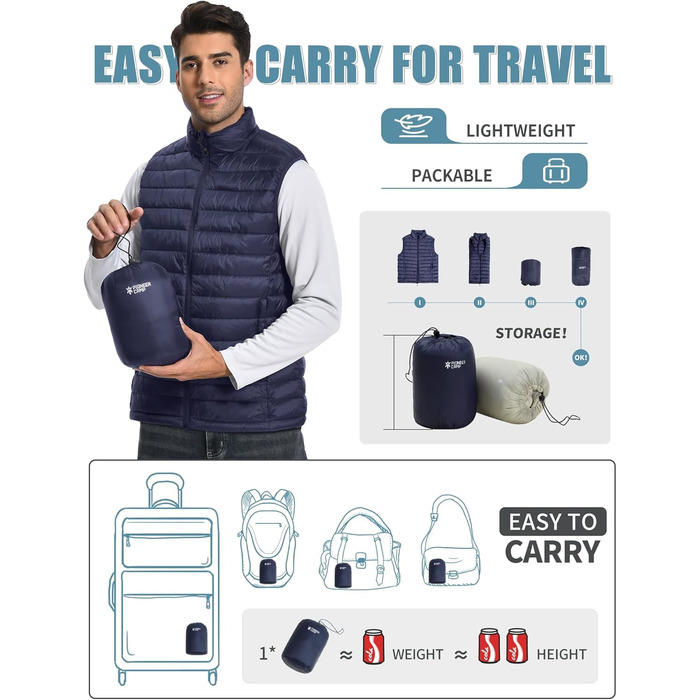 Чоловіча легка степкова жилетка Pioneer Camp – водонепроникна, компактна, з підкладкою – для активного відпочинку, повсякденного носіння, роботи, спорту та подорожей. Navy, L