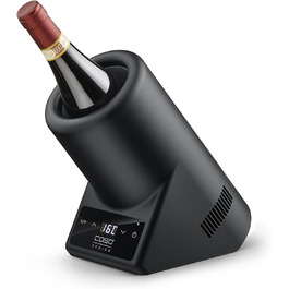 CASO VinoCase Black Single Bottle Wine Cooler - Quiet Operation, 5-18°C Temp