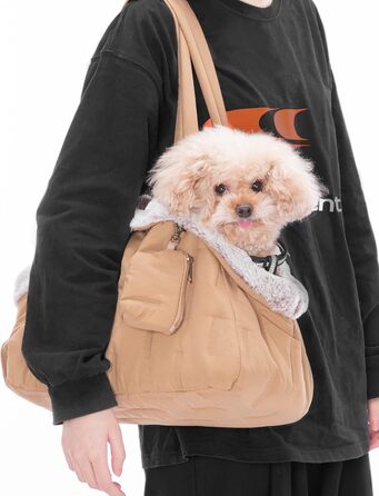 Сумочка для собак, переноска для цуценят, переноска для маленьких собак, сумочка для годування, 40x20x24 см, хакі, каррі