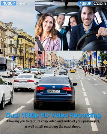 Dashcam Abask J05: Автомобільна камера 1080P з SD 32GB, 310° кут огляду, Park Watch, HDR, Інфрачервоне нічне бачення, G-сенсор, Loop Recording