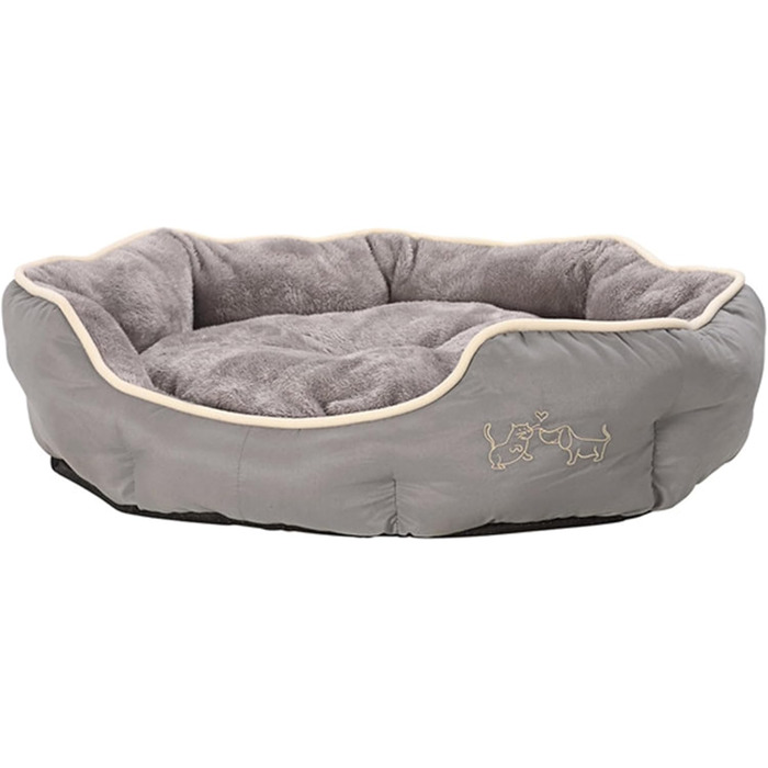 Крісло-лежанка для собак та котів Dehner Lieblinge Sammy, овальне, 57 x 52 x 14 см, поліестер, сірий колір