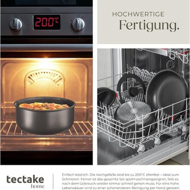 Набір посуду Tectake 17 предметів з антипригарним покриттям для індукційних плит: каструлі, сковороди та кришки