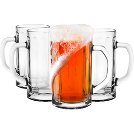 Glasmark Krosno Beer Glass Set - 0.3 Liter Beer Glasses, Beer Mug, Beer Stein, Glasses for Craft Beer, Beer Glass, Drinking Glass, Dishwasher-Safe - 4 x 300ML