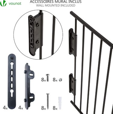 Захисне ґратка для каміну Vounot з дверцятами, 375 см, 6 елементів, металева, для дітей, чорний