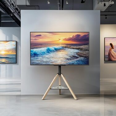 Підставка для телевізора Vanconwey Boden-TV-Ständer для LED/LCD екранів 40-75 дюймів, кутова, поворотна, з полицею з синтетичного каменю, VESA 600x400mm, до 40 кг