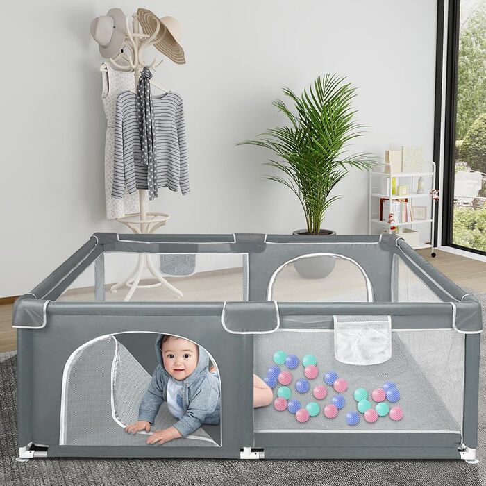 Льотний вольєр для цуценят з дверцятами, вольєр для цуценят або маленьких собак, міцний загін з товстого полотна та сітки з нейлону, висока зносостійкість, можна прати в пральній машині, для використання в приміщенні та на вулиці, 180 x 120 x 66 см – світло-сірий (120 x 160 x 66 см - темно-сірий)