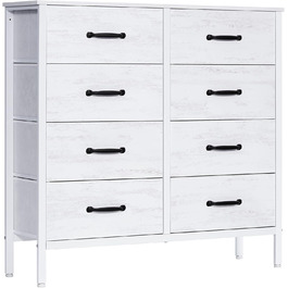 LYNCOHOME Dresser with Drawers, Fabric Chest of Drawers, TV Stand Sideboard with 6 Fabric Drawers, Storage Cabinet Bedroom Chest of Drawers Kitchen Organizer Furniture for Office Hallway (White-4*2l-uk)
