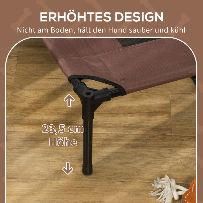PawHut Pet Bed with Canopy, Elevated Dog Bed Outdoor, Breathable, Sateen Fabric, Coffee, 122x92x108 cm, ideal for dogs