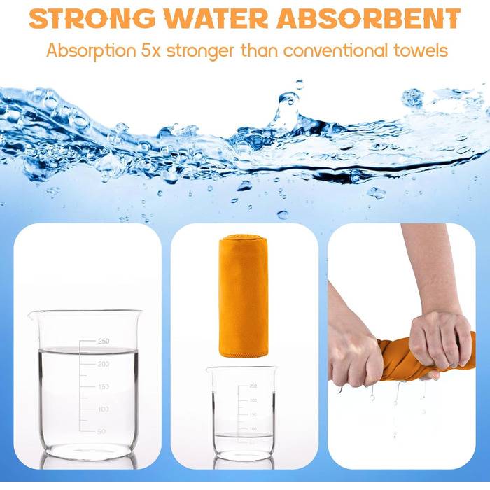 Набір рушників з мікрофібри 2 шт. | 180x60 см (великий) + 80x40 см (малий) | Швидковисихаючі рушники для спорту, пляжу, тренажерного залу (Помаранчевий)