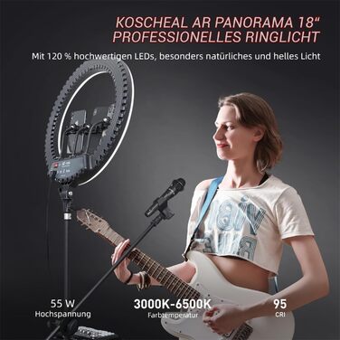 Кільцеве світло KOSCHEAL 12 дюймів зі штативом, LED-кільцеве світло для фото та відео, 2800-6500K, 40 RGB-режимів для селфі, TikTok, YouTube, макіяжу та Facebook Live