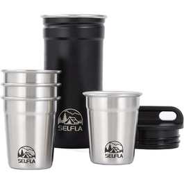 Набір сталевих чашок SELFLA – сталеві шотери з портативною пляшкою, чашки для кемпінгу та подорожей, металеві чашки для туризму, альпінізму та пригод – легкі, міцні та легко миються (чашки)