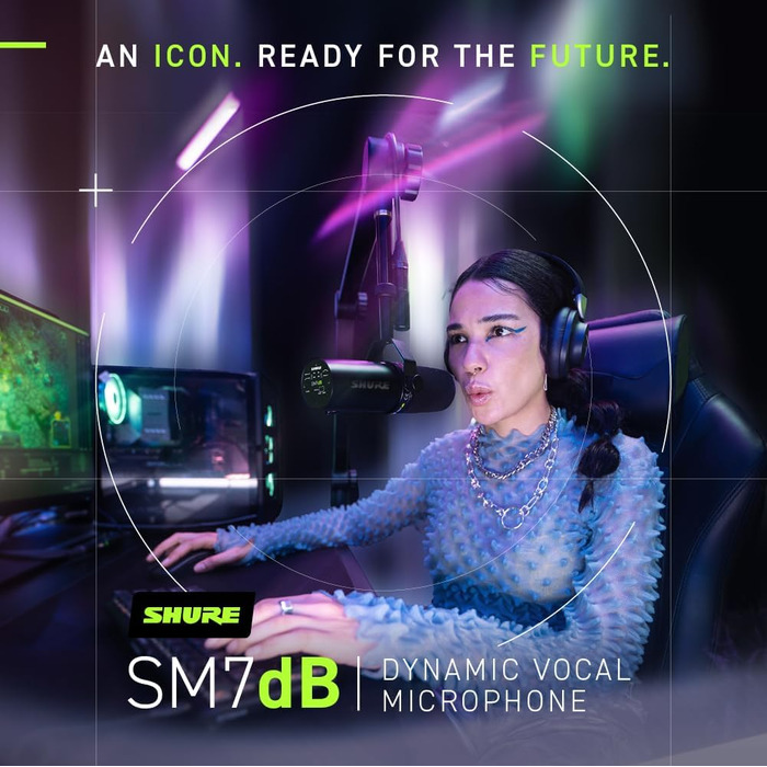 Мікрофон Shure SM7dB - динамічний вокальний мікрофон для радіо, подкастів та запису, XLR, теплий звук