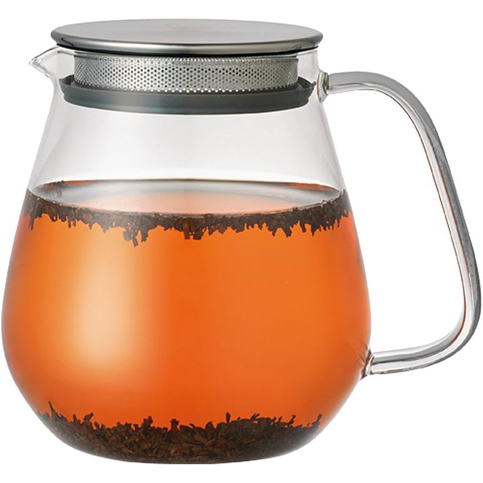Kinto Unitea One Touch Teapot from Stainless Steel, 720 ml, Heat-Resistant Glass Teapot with Stainless Steel Infuser in Lid (Japan Import)