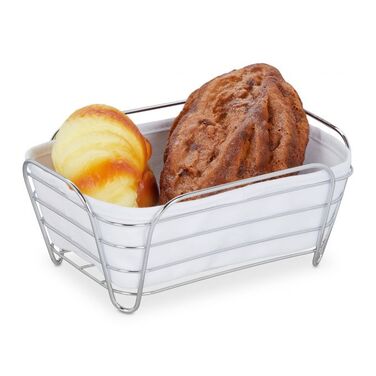 Relaxdays Bread Box Metal with Fabric Insert