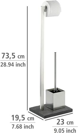 Набір для туалету WENKO Slate-Rock: тримач туалетного паперу та щітка для унітазу, нержавіюча сталь, антрацит, 73.5 x 19.5 x 23 см