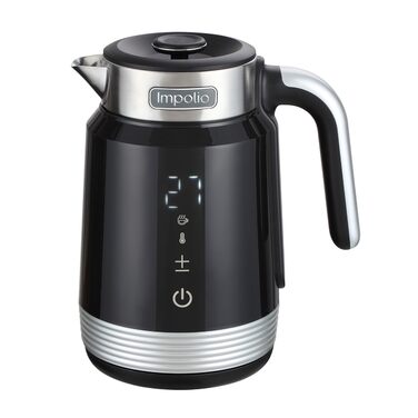 Чайник Retro Novo з регулюванням температури, чорний, 2200W, з LED-індикатором та подвійним корпусом з нержавіючої сталі