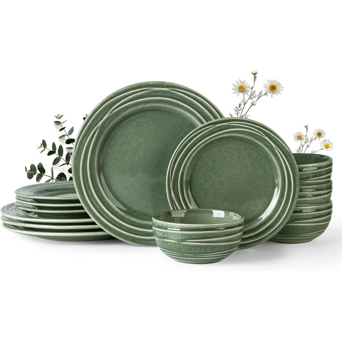 Набір керамічного посуду GBHOME, 12 предметів, ручної роботи, реактивна глазур, для 4 осіб, білий (Aktiv Weiß)