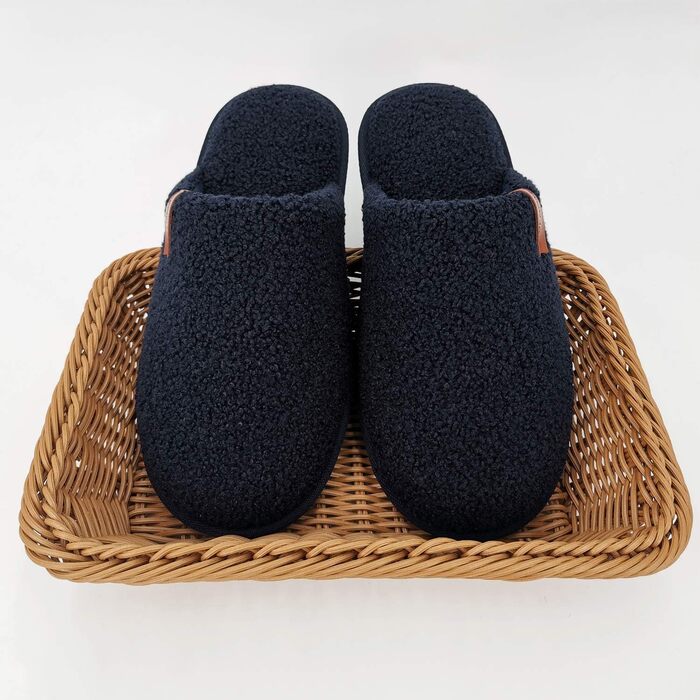 Жіночі теплі пухнасті домашні тапочки Ofoot з піною з пам'яті, антиковзка підошва, 41/42 EU, Navy Blue