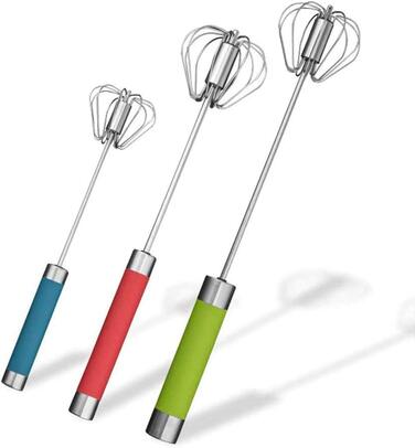 Ручний вінчик з нержавіючої сталі з 3 вінчиками для збивання молока та інших продуктів