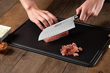Ніж Santoku Arcos Riviera 180 мм з нержавіючої сталі з титаном, чорний | Іспанський ніж для кухні