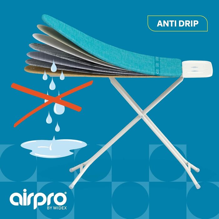 Airpro by Widex 6-layer ironing board cover for steam irons - Size L universal max 120x42 cm - no more water under the ironing board - irons up to 50% faster - Made in Europe Linen L
