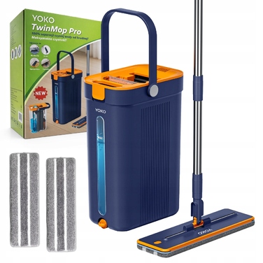 Плоский швабра YOKO TwinMop Pro з двокамерним віджимом (розділення чистої та брудної води) + 2 змінні насадки