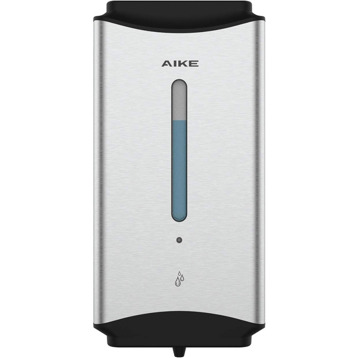 AIKE Automatic Stainless Steel Soap Dispenser - 1100ml Commercial Wall Mounted Soap Dispenser with Window, AK1206 Brushed Stainless Steel
