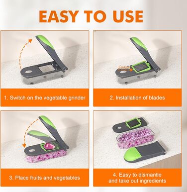 Ibergrif M521 – Мультифункціональний подрібнювач овочів 6-в-1, 1200 мл, чорно-зелений