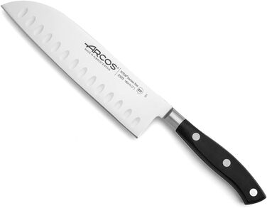 Ніж Santoku Arcos Riviera 180 мм з нержавіючої сталі з титаном, чорний | Іспанський ніж для кухні